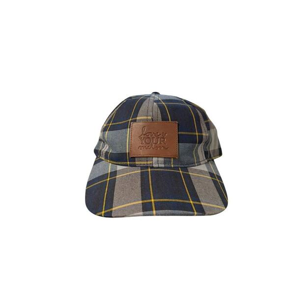Love Your Melon Blue Yellow Plaid Adjustable Strap Back Baseball Cap Hat - Picture 2 of 6